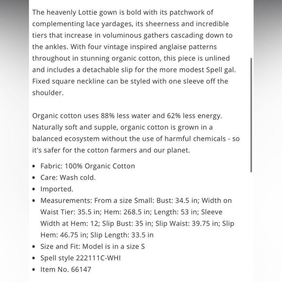 NEW Spell and the Gypsy Lottie Gown with Slip White Eyelet Lace Small - Picture 13 of 15